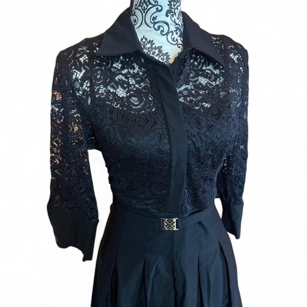Miss May vintage style black lace midi dress